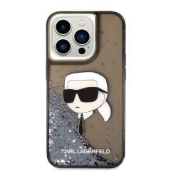 Karl Lagerfeld zaščitni ovitek Liquid Glitter Black Choupette Heads , Iphone 14 Pro