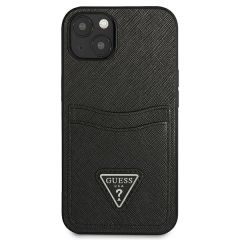 Guess zaščitni ovitek Saffiano Triangle Logo Cardslot Black, Iphone 13
