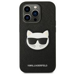 Karl Lagerfeld zaščitni ovitek Black Saffiano Choupette Head Patch iPhone 14 Pro Max