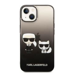 Karl Lagerfeld zaščitni ovitek Gradient Ikonik Karl&Choupette, Black, iPhone 14