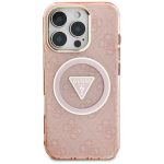 Guess zaščitni ovitek IML Metal Glitter 4G Circle Triangle Pink, Iphone 16 Pro Max