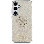 Guess zaščitni ovitek Grained Fixed Glitter Big 4G Metal Logo Gold, Samsung Galaxy S25