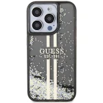 GUESS tekuća maskica sa zlatnim prugama i glitterom, za iPhone 15 pro, srebrna