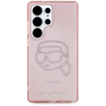 Karl Lagerfeld zaščitni ovitek Rhinestones Karl Head Logo Pink, Samsung Galaxy S25 Ultra