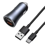BASEUS avtopolnilec 40W USB+ kabel USB Type C, 1m, črn